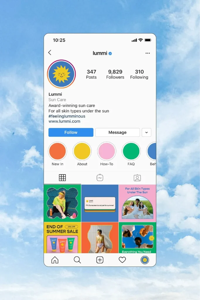Creative Instagram profile UI design for social media branding