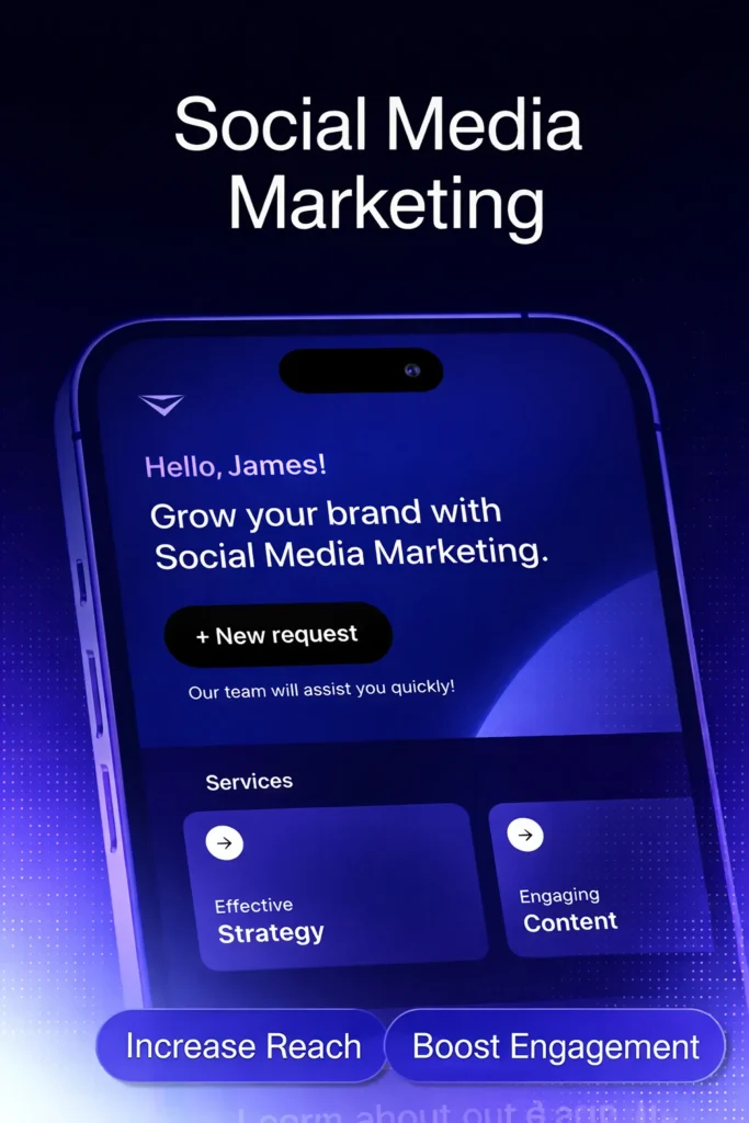 Modern social media marketing services mobile app UI design for brand promotion