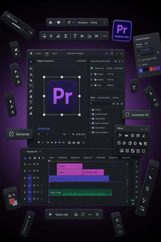 Professional video editing services using Adobe Premiere Pro and After Effects