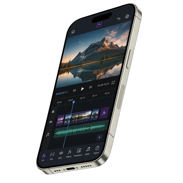 Professional video editing services dashboard shown on a premium smartphone screen