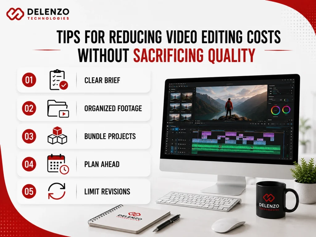 Infographic showing tips to reduce professional video editing services cost