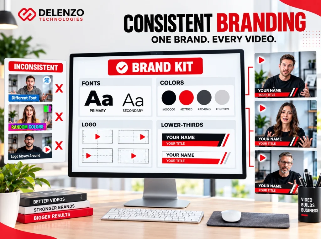 Infographic showing brand consistency rules for video editing