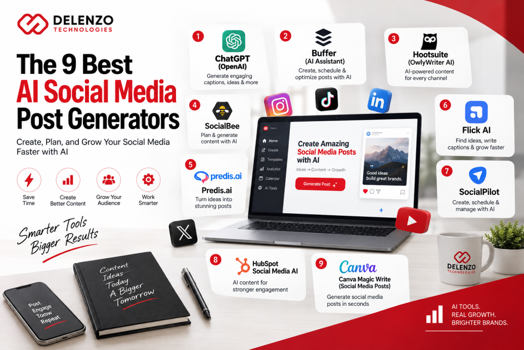 Comparison of top AI social media post generators for marketing in 2026