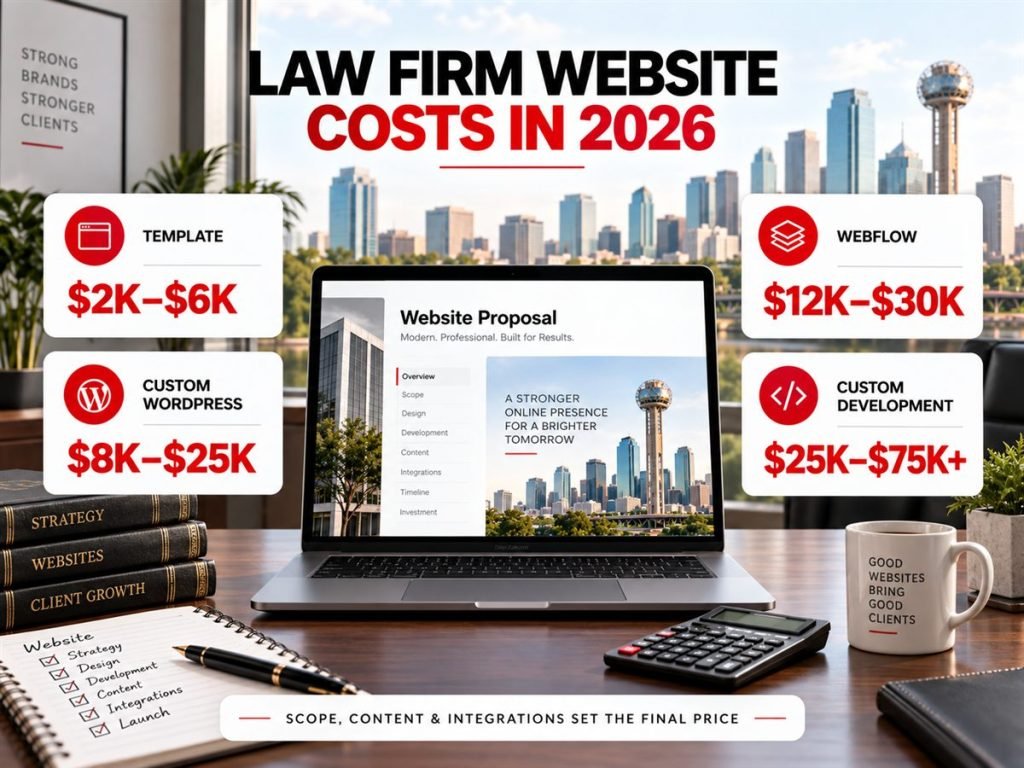 Law firm website design costs in 2026 by project type