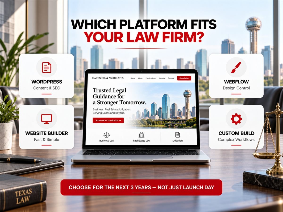 WordPress, Webflow, website builder, and custom law firm platform comparison
